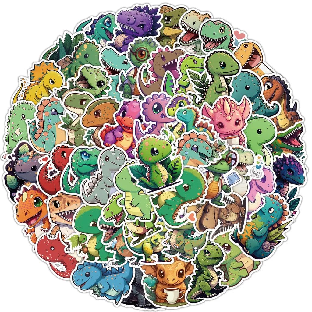 50 waterproof graffiti stickers with cute dinosaur for decals for astucci for hand accounts for bicycle helmet
