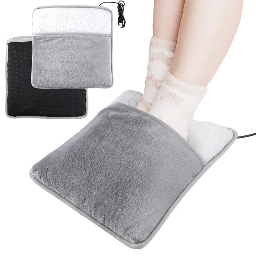 Tappetino riscaldante elettrico invernale USB Scaldapiedi per uso domestico Riscaldatore Morbida coperta termica in peluche Pantofole riscaldanti per l'home office