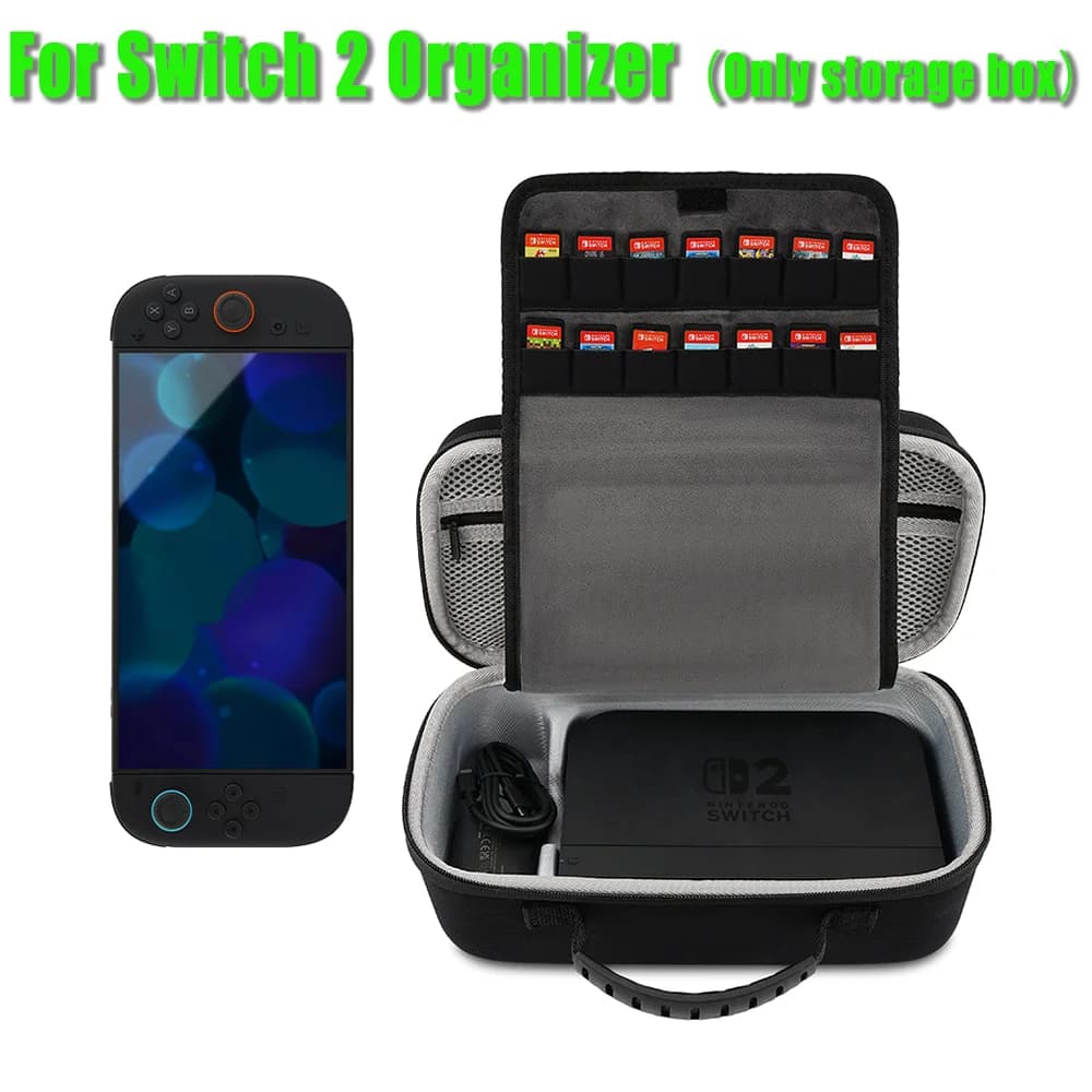 Per Switch 2 Organizer Borsa portaoggetti portatile di grandi dimensioni Custodia rigida da viaggio antigraffio impermeabile per Nintendo Switch 2