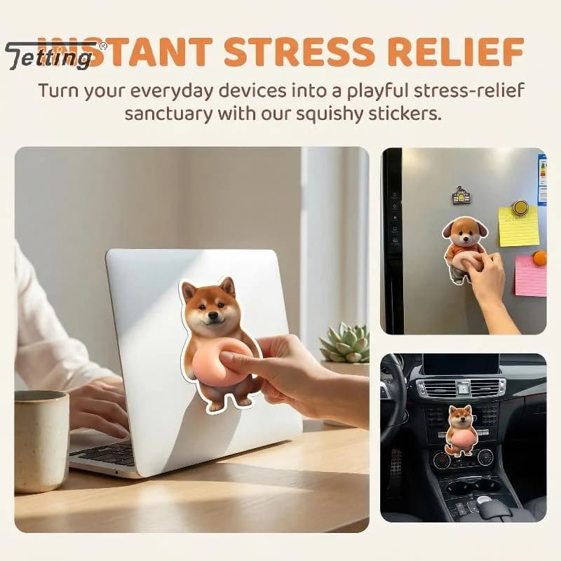 3D Soft Belly Dog Cat Stickers Flexible Animal Mobile Phone Decoration for Kids DIY Craft Project Notebook Laptop Decor