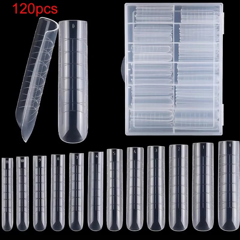 120 pezzi di sistema per unghie doppie a copertura totale trasparente per nail art acrilico con gel UV - Include punte in scala e a forma di U, per l'estensione - Perfetto