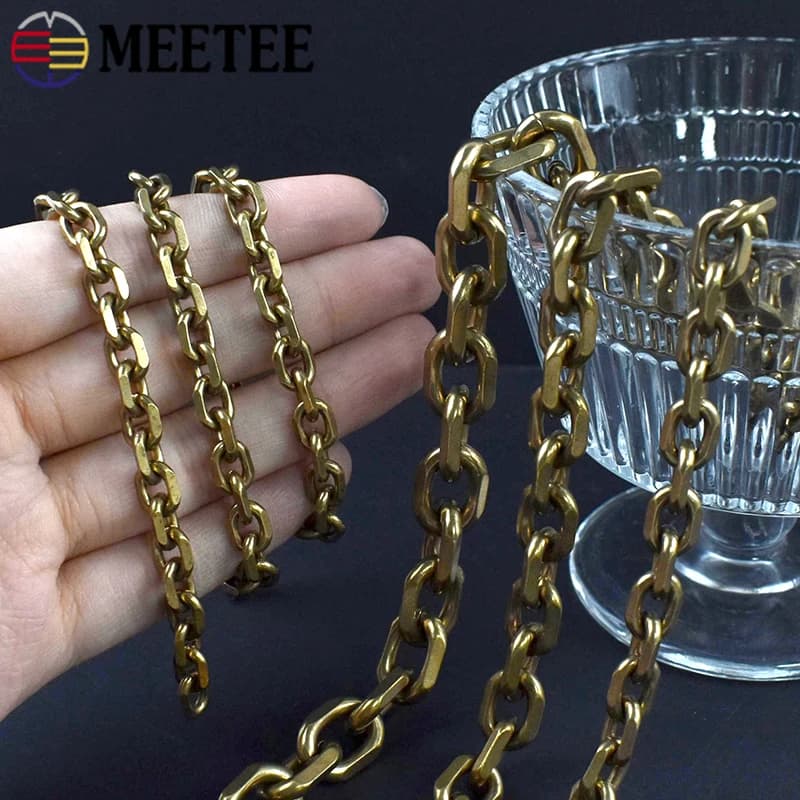 Catena in ottone massiccio Meetee da 100 cm per portafogli, borse, cinture, jeans, accessori decorativi fai da te