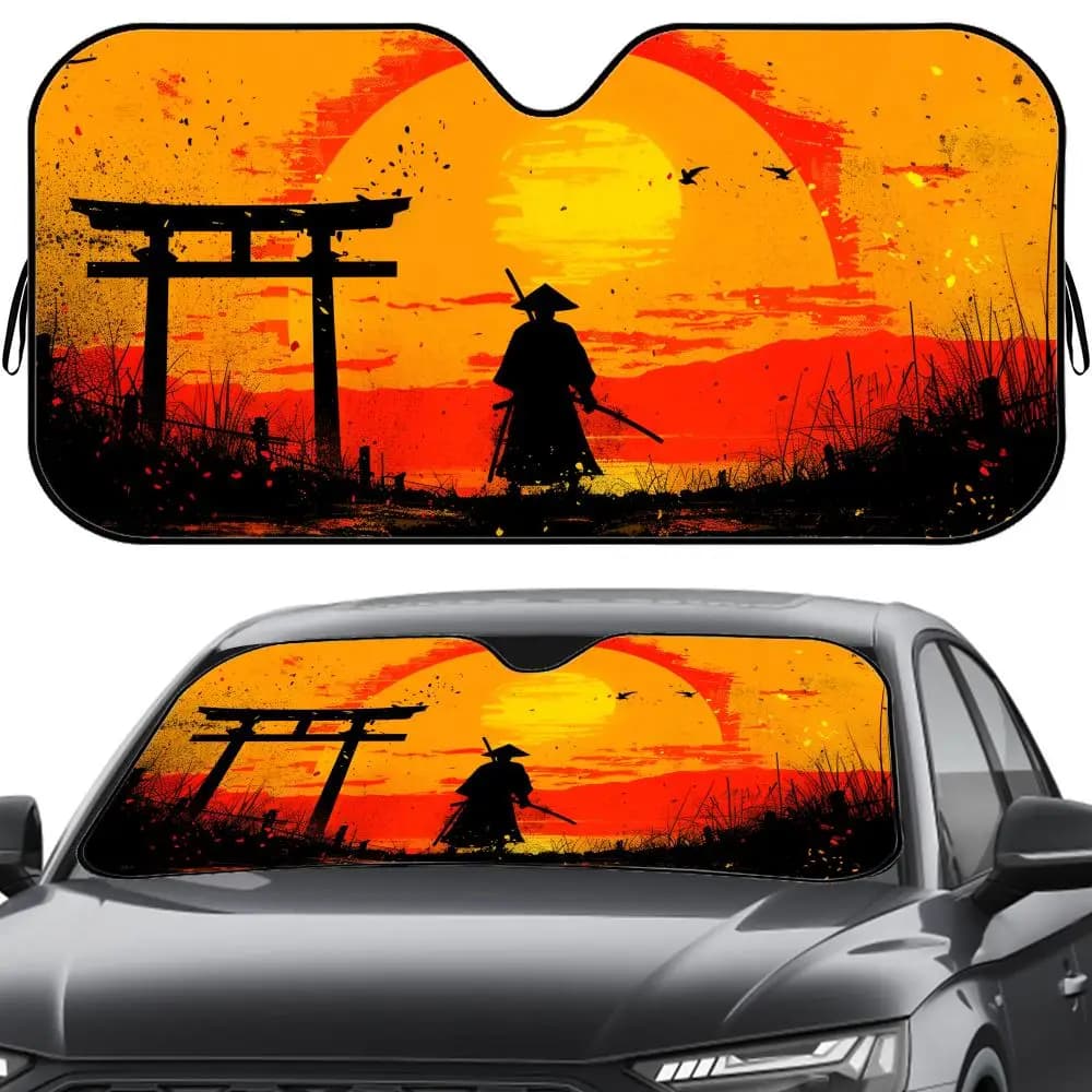 Parasole Giapponese Samurai Riutilizzabile in Alluminio con Protezione UV e Isolamento Termico a Cinque Strati per Parabrezza
