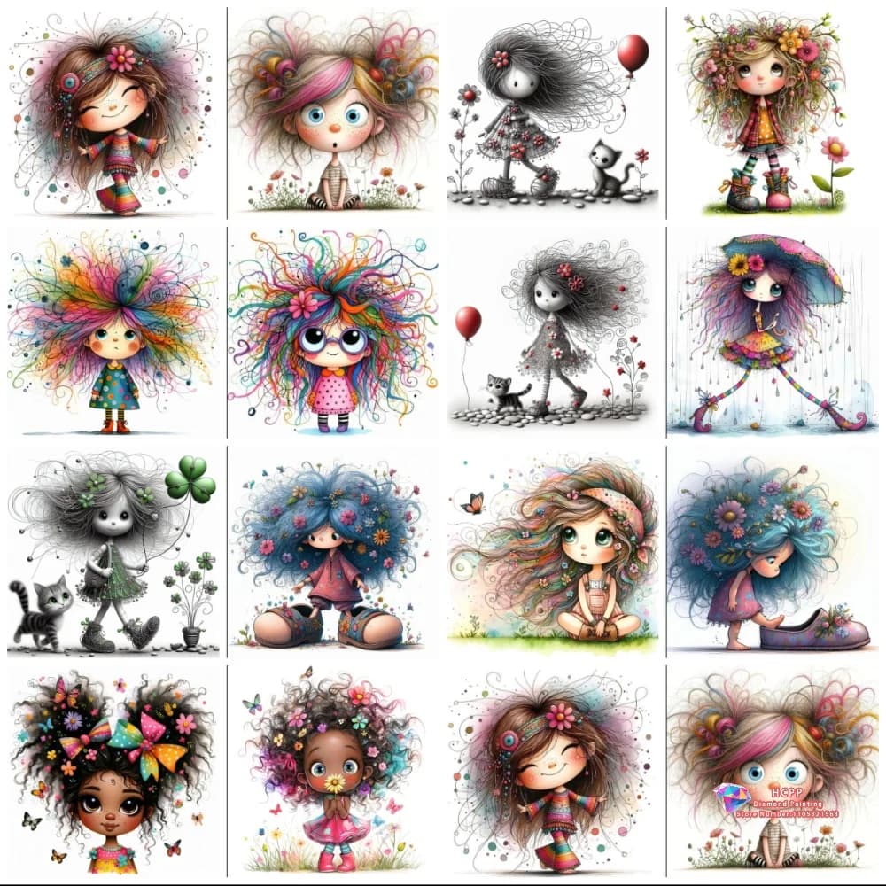 Set di pittura con diamanti 5D fai da te per bambine, con cartoni animati, ricamo a punto croce, regalo fatto a mano, decorazioni per la casa