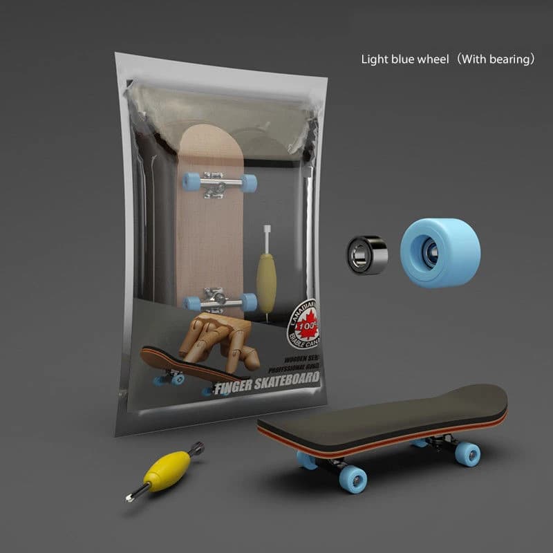 Mini Skateboard Professionale in Legno d'Acero con Ruote e Supporto in Metallo, Giocattolo Antistress Sensoriale da Tavolo
