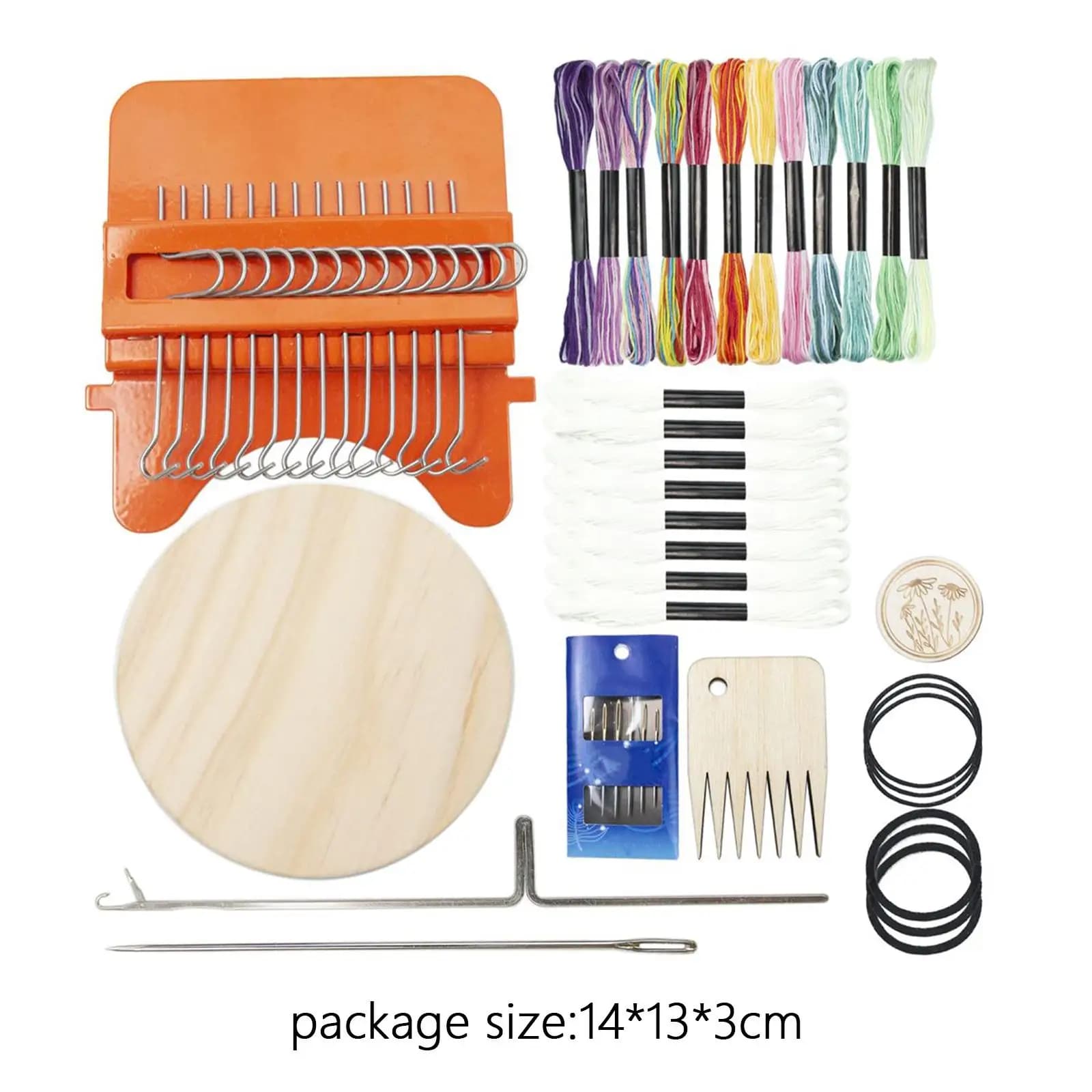 Portable Wooden Weave Loom Mending Knitting Machine for Household Use with Metal Crochet Hook Set Sewing Repair DIY Craft