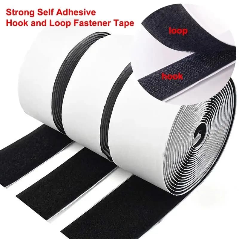 Rotolo di nastro adesivo con gancio e anello - Strisce velcro posteriori adesive per fai da te - Lunghezza 3M 5M