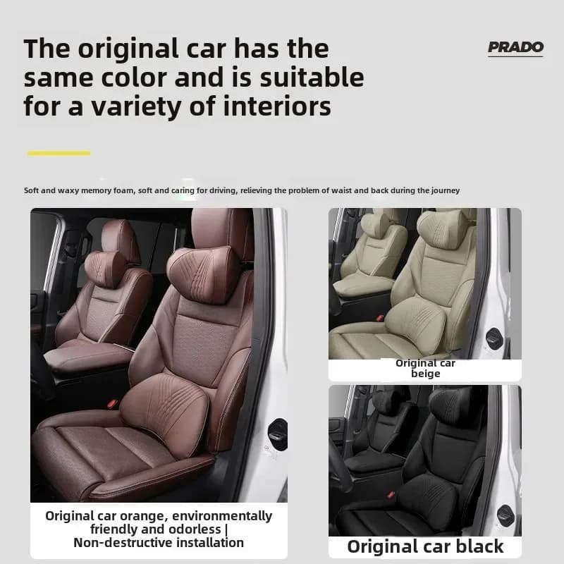 Seggiolino auto Cuscino per il collo Cuscino per poggiatesta Cuscino di supporto lombare Cuscino per poggiatesta in memory foam in pelle per Toyota Prado 2024 LC250