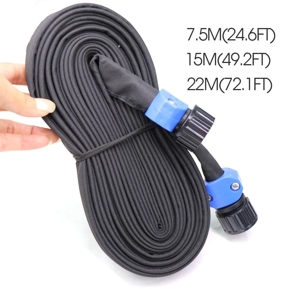 Tubo flessibile per ammollo piatto con foro Copertura in tessuto nero e tubo flessibile per irrigazione a doppio strato in PVC per letti da giardino Irrigazione a goccia Risparmia 80% acqua