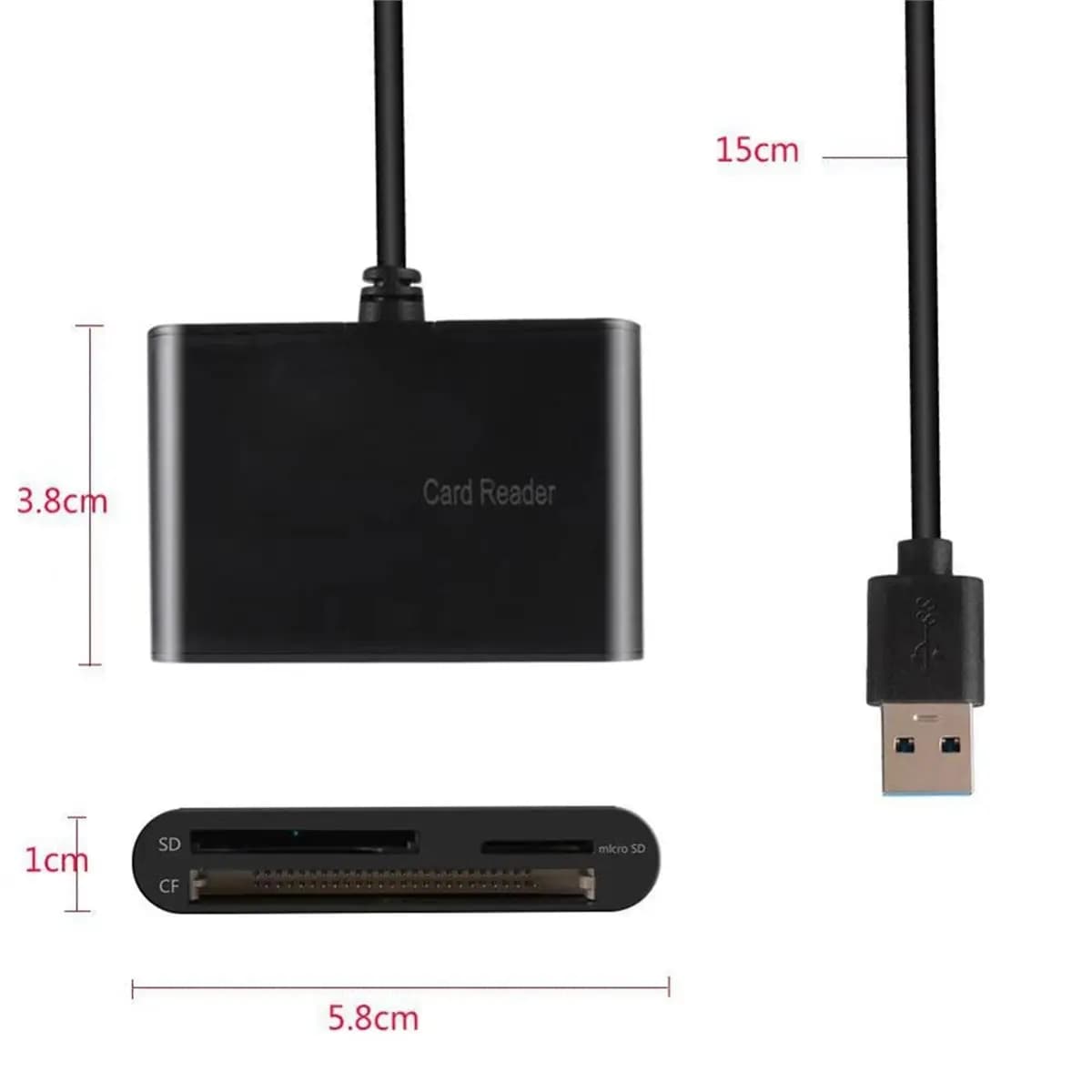 TCE USB SD Card Reader Memory Card Reader Writer Compact Flash Card Adapter for /SD/TF /Micro Card for Wind