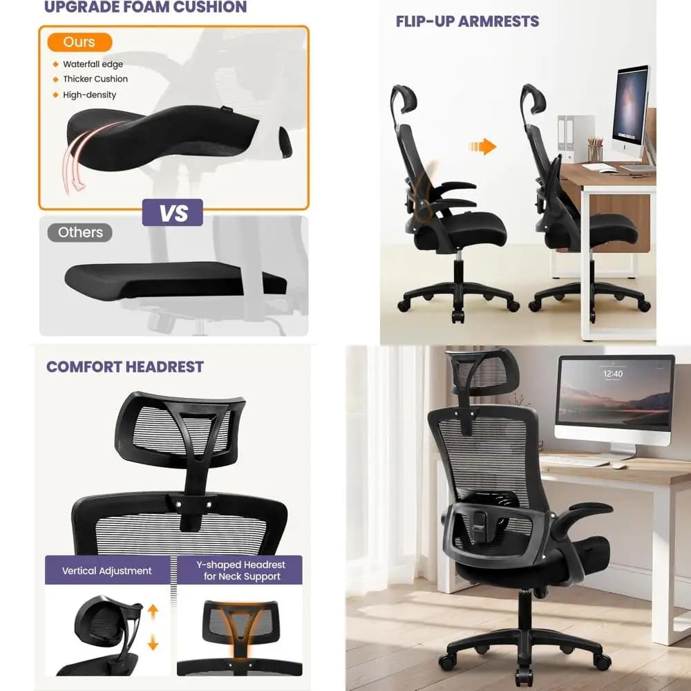 Sedia da scrivania ergonomica regolabile per ufficio domestico Sedia da gioco per computer con schienale alto in rete con comodo lavoro braccioli regolabili collo lombare Sup