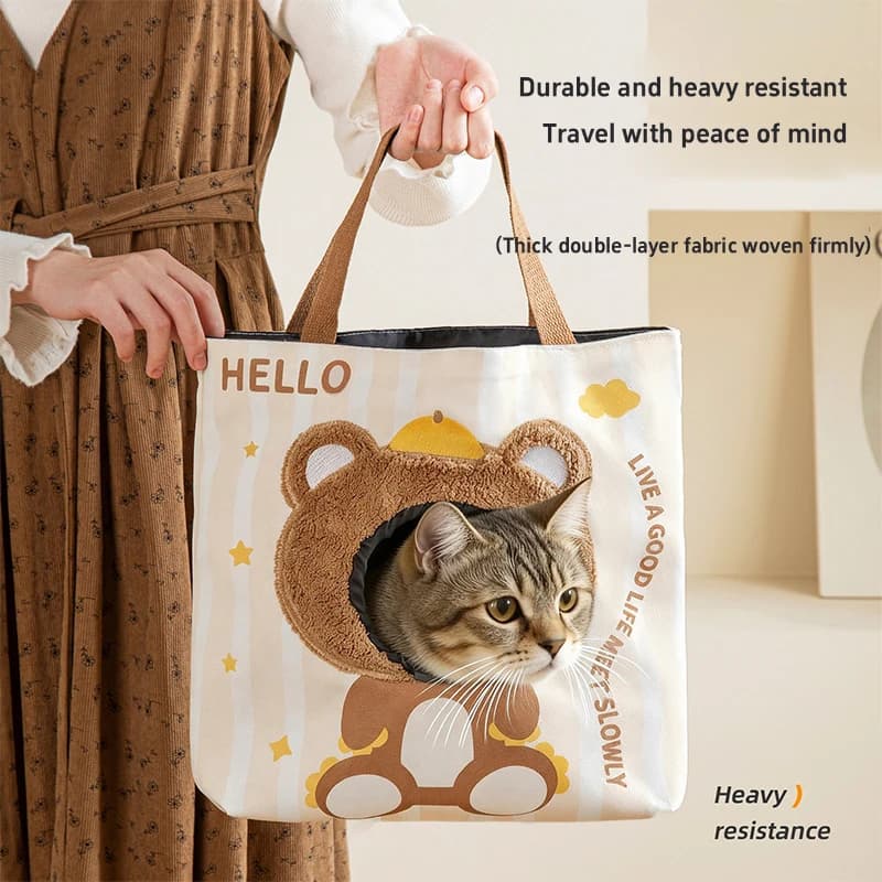 Pet Handbag Breathable Cat Large Capacity Carrier Bag Canvas Puppy Travel Bag Portable with Hole Pet Carrying Bag Daily Use