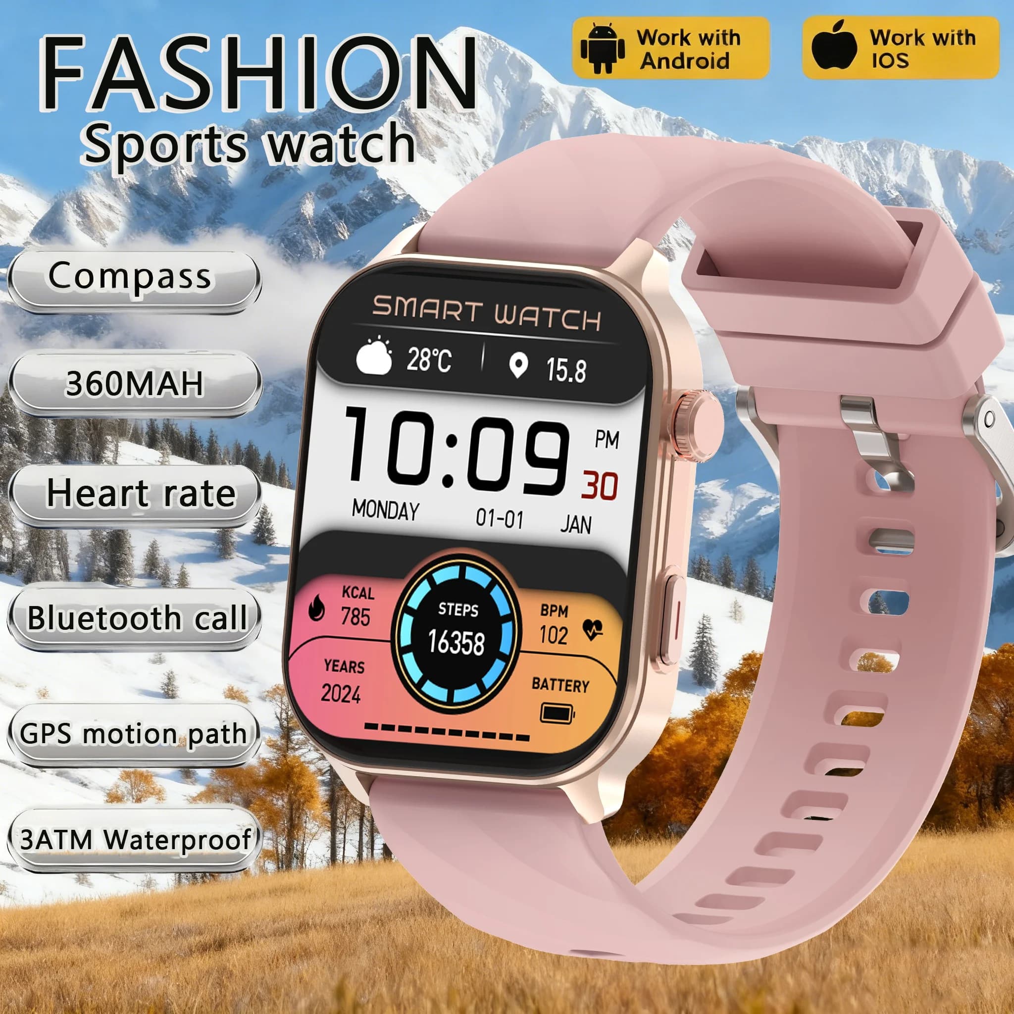 Nuovo Smartwatch 2026 per Uomo e Donna, Schermo AMOLED HD da 2.01", GPS, Altimetro, Cardiofrequenzimetro, Bussola, Impermeabile 3ATM, Orologio Sportivo Intelligente