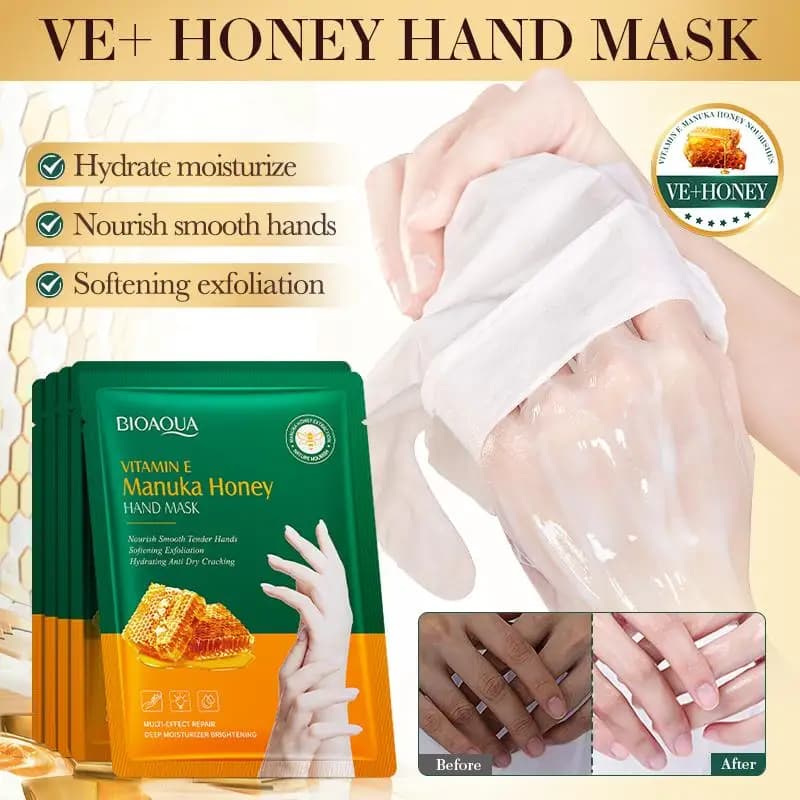 Vitamin E & Manuka Honey Hand Mask Long-lasting Nourishing & Moisturizing Hand Care Treatment