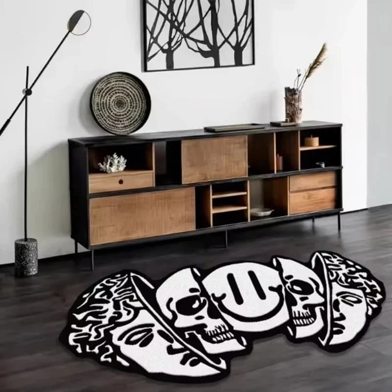 VIKAMA Tappetino con teschio, creativo, antiscivolo, resistente all'usura, per soggiorno, camera da letto, guardaroba, decorazione della stanza