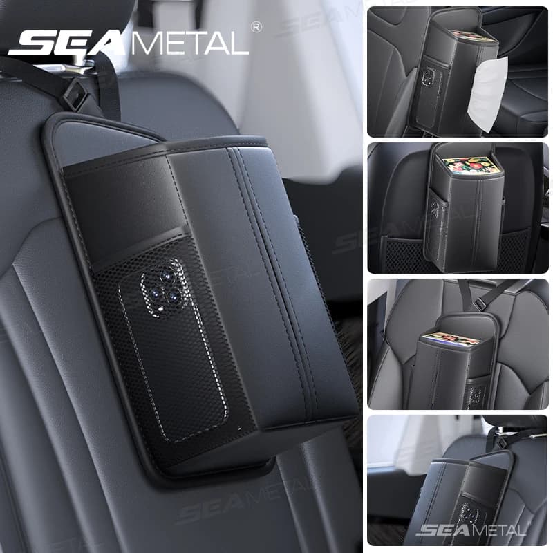 SEAMETAL 3 in 1 Car Seat Side Organizer Center Console Storage Bag with 2-Pocket Hanging Organizer Universal for Sedan Suv Mpv