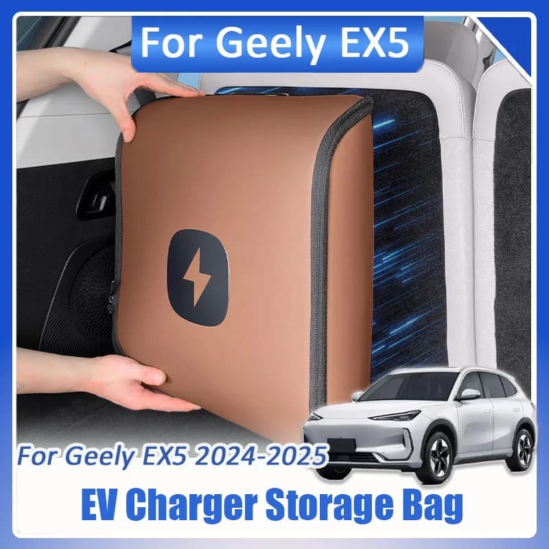 Per Geely EX5 Galaxy E5 2024 2025 2026 EV Pistola di Ricarica Borsa di Immagazzinaggio Impermeabile Gestione dei Cavi Organizer In Pelle Kit di Accessori