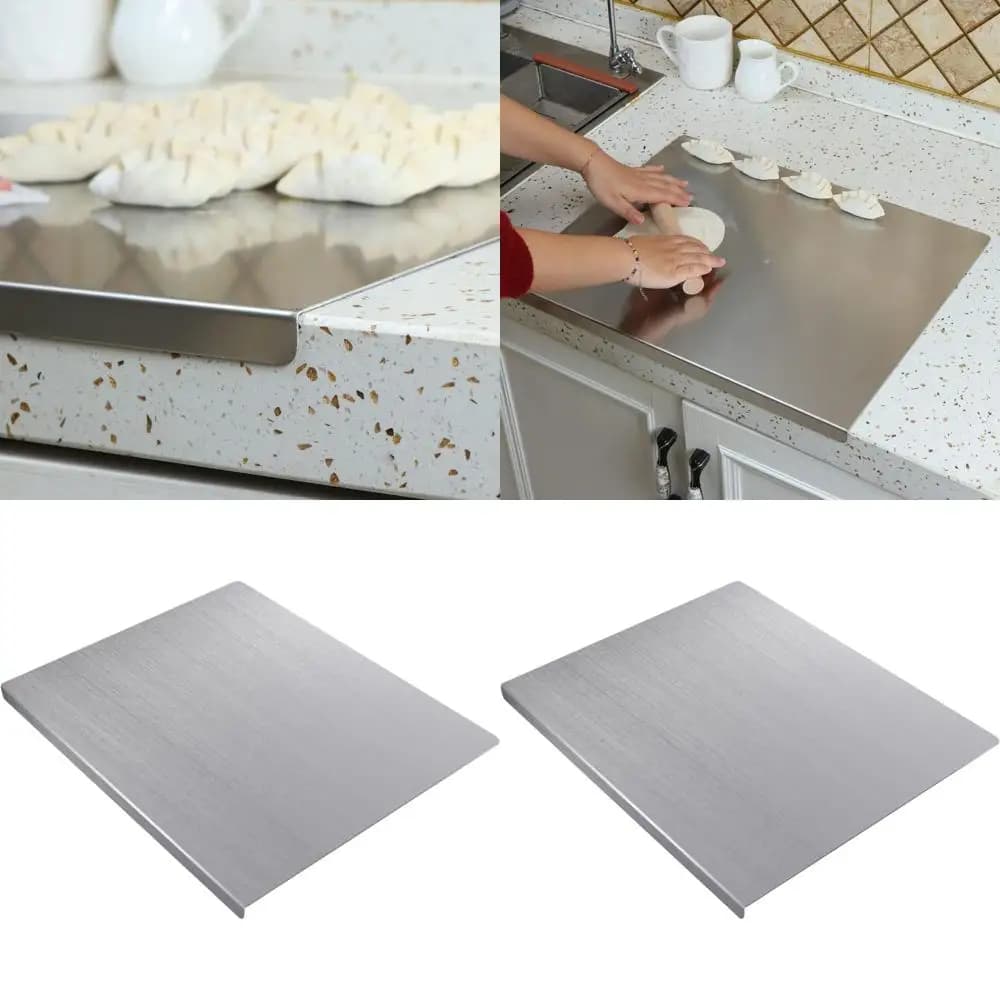 Set di Taglieri a L in Acciaio Inossidabile - Misure 50-80 cm | Antiscivolo, lavabile in lavastoviglie, ideale per tagliare carne e verdure