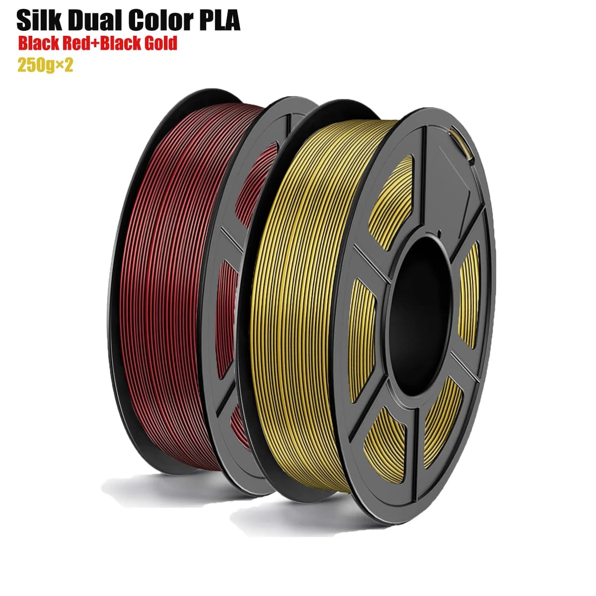 3D Printer Filament PLA in silk 1,75 mm Double color Black Red/Black Gold 250 g/250 g/1000 g for 3D printing