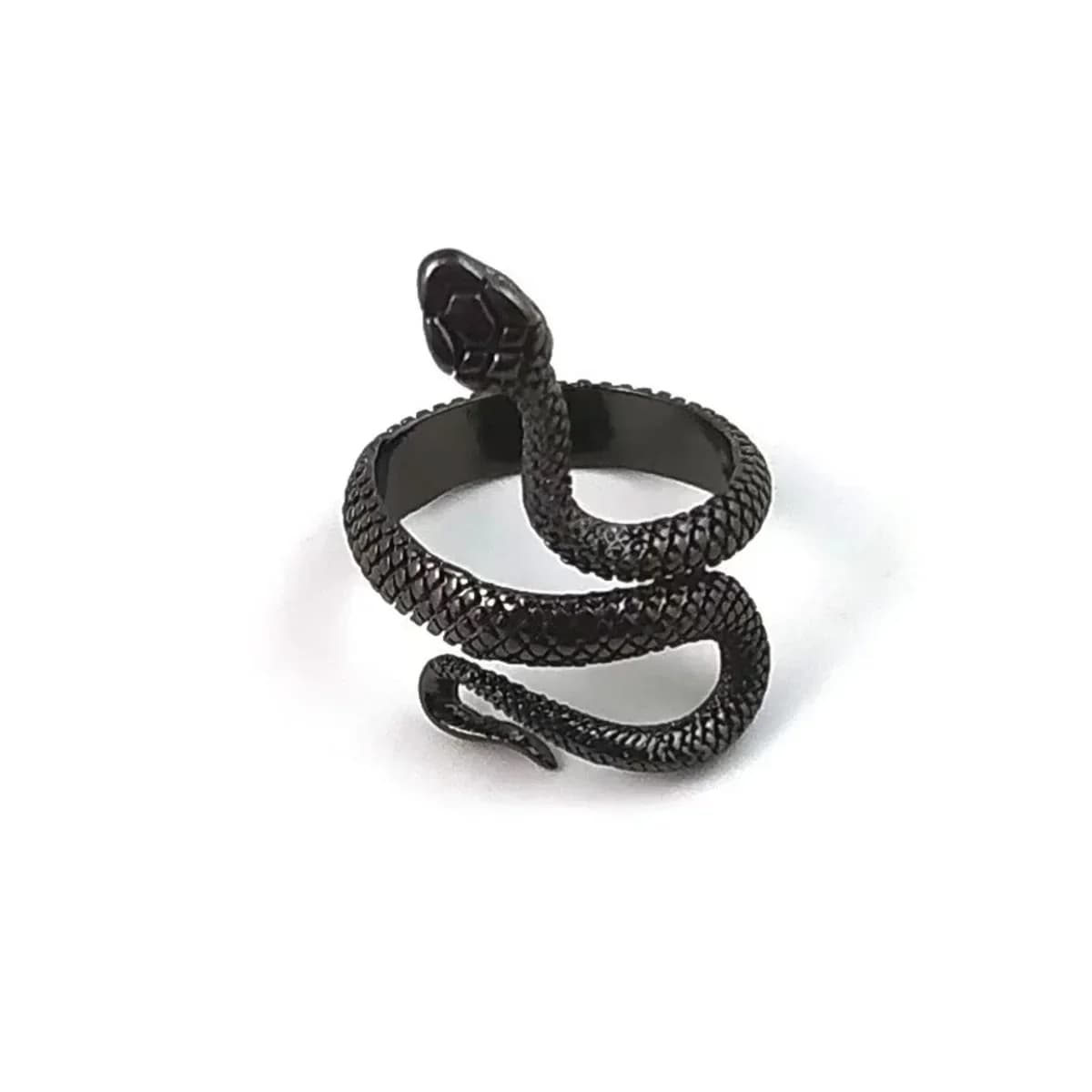 Rings for Men Women Punk Goth Snake Ring Exaggerated Black Plated Gothic Adjustable Party Gift Jewelry Woman Jewelry
