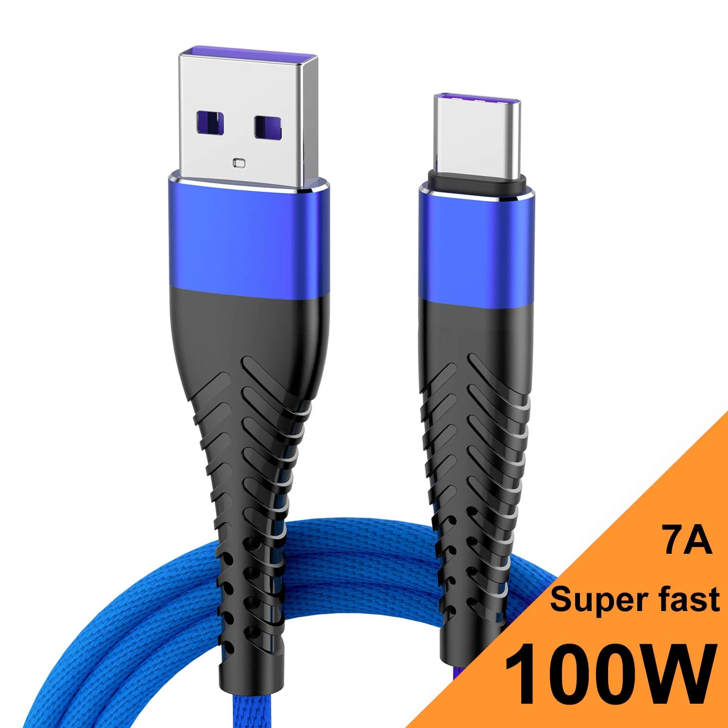 Cavi da USB a tipo C da 100 W 7A Cavi dati di ricarica super veloci Cavo di tipo C per caricabatterie Cavi di ricarica rapida intrecciati in nylon da 0,25 m/1 m/2 m/3 m