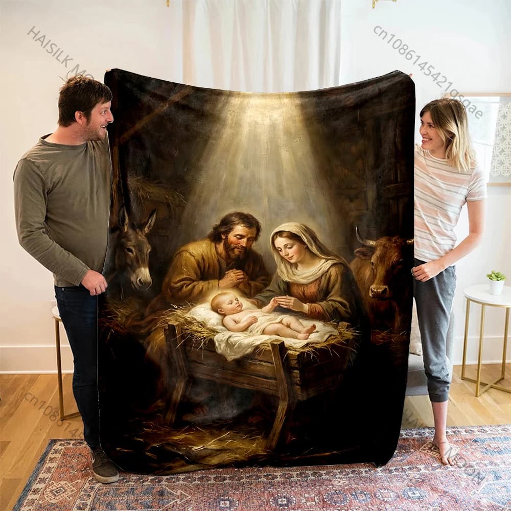 Coperta stampata con bambino in culla, calda, morbida e soffice, per bambini e adulti, per divano, letto, viaggi, campeggio, camper, regalo di lusso.