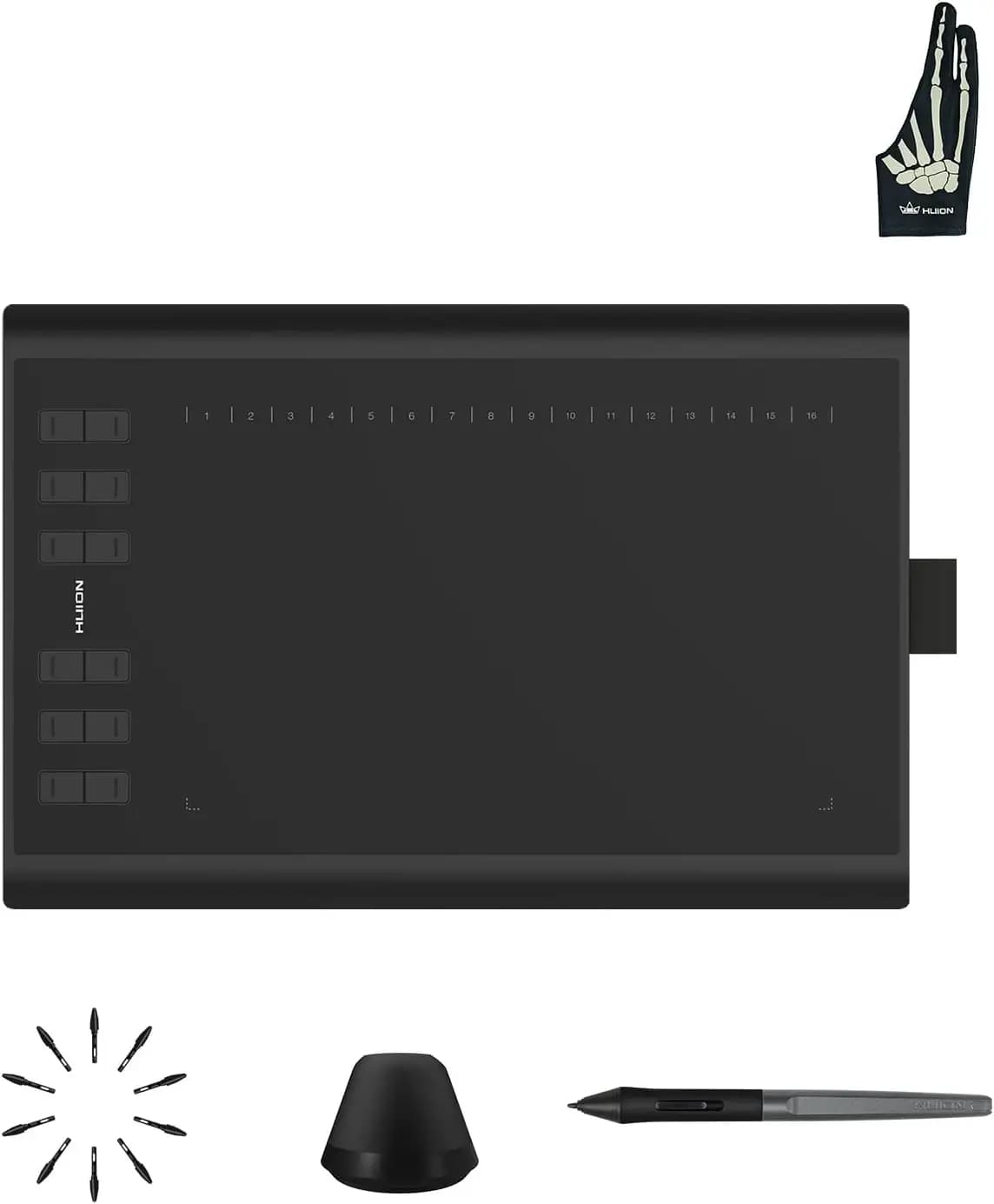 Tavoletta Grafica con Penna Digitale, Guanto e Adattatori OTG, 8192 Livelli di Pressione, 12 Tasti Personalizzabili