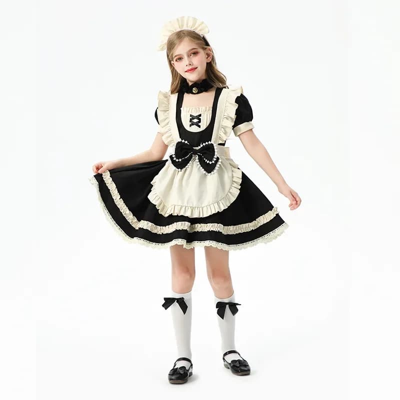 Vestito da cameriera per ragazze Vestito da principessa francese rustico Loli per bambini Set di abiti da principessa Costumi per spettacoli teatrali Festa di Halloween