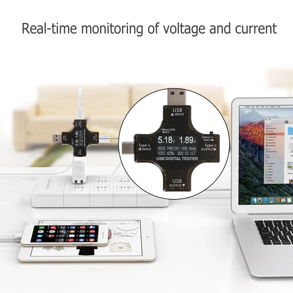 Type-C USB Tester DC Digital Voltmeter Color Digital Display Ampere Meter Type-C PD Charger Indicator Voltage USB Current Tester
