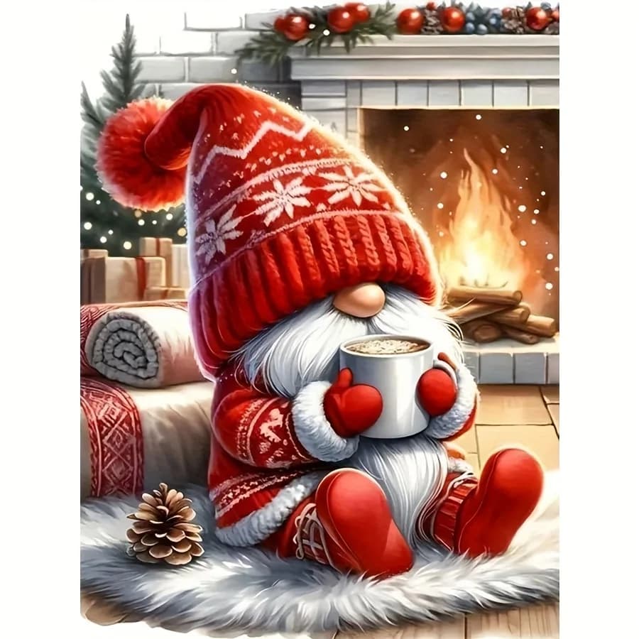 Christmas Gnome Digital Oil Painting Paint By Numbers Kit Canvas Hand Drawing Picture Home Wall Decor Art Gift for Friend Family