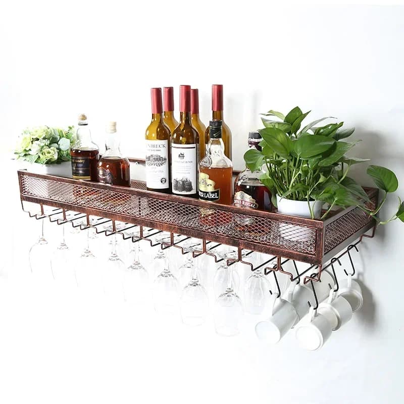 Elegante portabicchieri da vino e calici in ferro, portabicchieri da vino rosso da appendere all'avviamento, portaoggetti decorativo per ristorante