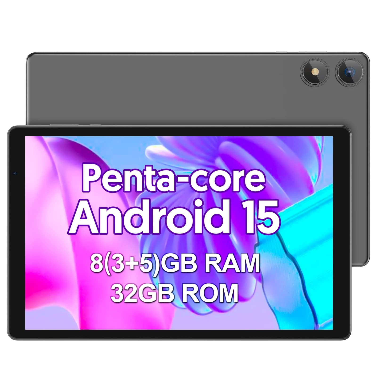 BAKEN Android 15, 8 (3+5) GB + 32 GB storage, penta-core processor, Wi-Fi6, Bluetooth, USB-C, Google Play Store,