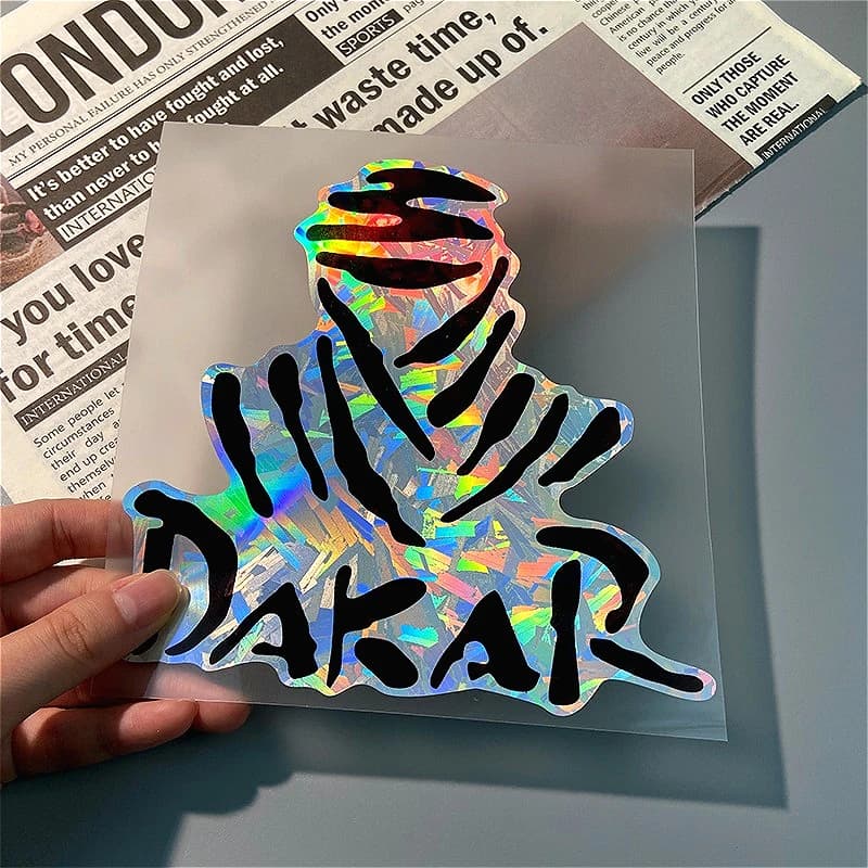 Adesivi Riflettenti per Moto Rally Dakar, Decalcomanie Olografiche in Vinile Carbonio per Scooter, Casco, Serbatoio, Carenatura