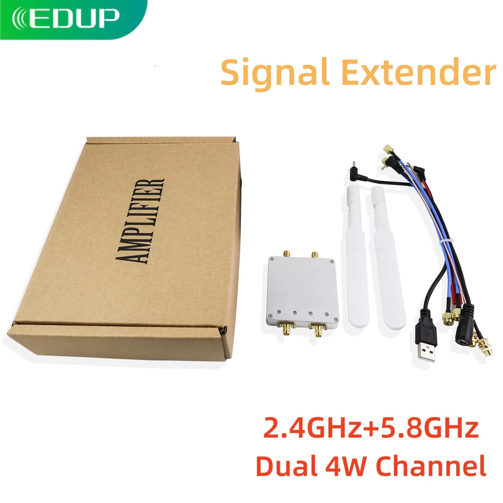 EDUP WiFi Booster 5.8GHz e 2.4GHz Estensore di segnale A lungo raggio Dual 4W Canale Ripetitore Doppia antenna Amplificatore di potenza per Router