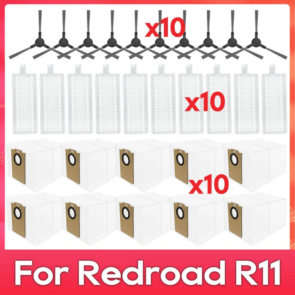 Compatible For ( Redroad R11 / R11 Max ) Parts Side Brush Filter Dust Bag Robot Vacuum Cleaner Accessories Replacement