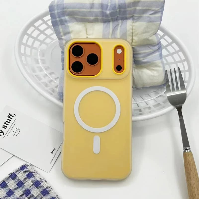 Custodia magnetica di lusso color caramello per iPhone 17 Air 17 16 15 14 13 12 Pro Max per copertura antiurto opaca con ricarica wireless Magsafe