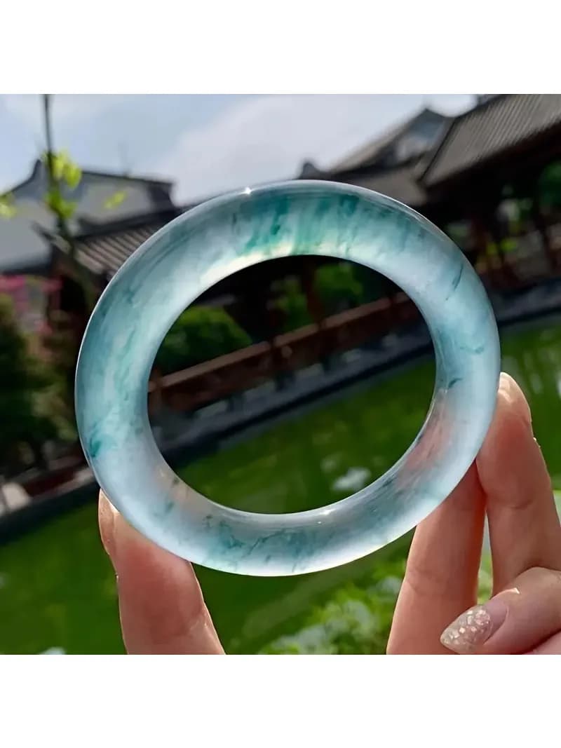 Hot Sale Natural Jade Natural Ice Seed Bracelet Authentic Floating Flower Round Bar Fashion Style Girl Jewelry