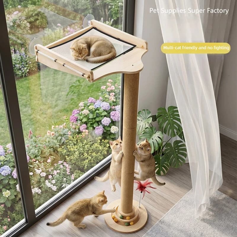 Suction Cup Bed Cat Scratcher House Pet Toys Cat Tower Pet Accessories Cat Climbing Frame Scratching Post Wear-resistant