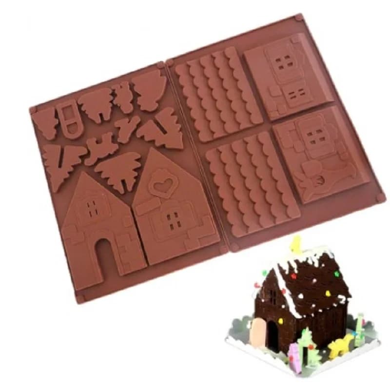 3D Casa Di Natale Stampo Per Cioccolato Casa Di Pan Di Zenzero Forma Decorazione Della Torta Stampo In Silicone Biscotti FAI DA TE Biscotto Stencil Teglia Da Forno