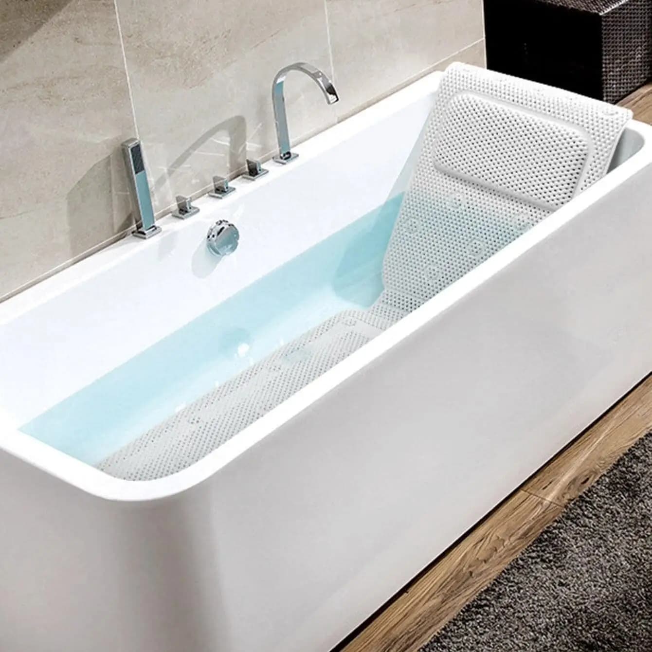Cuscino Antiscivolo per Vasca da Bagno con Ventosa, Cuscino per il Riposo di Tutto il Corpo, Cuscino per il Collo da SPA, Accessori di Sicurezza per il Bagno Appendibili