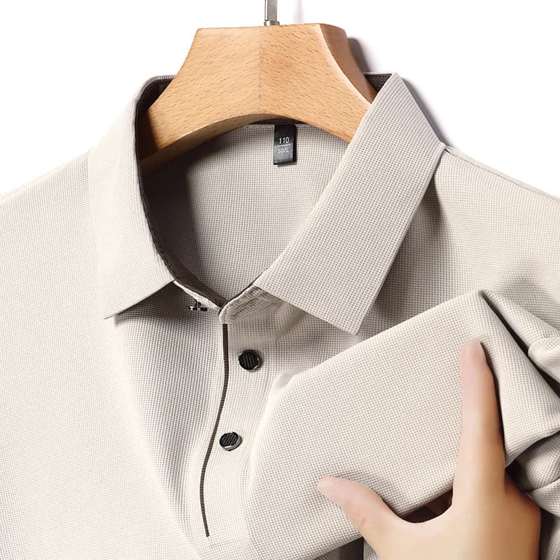 Luxury high-quality short sleeve polo shirt men new summer silk breathable comfortable lapel casual business solid color T-shirt