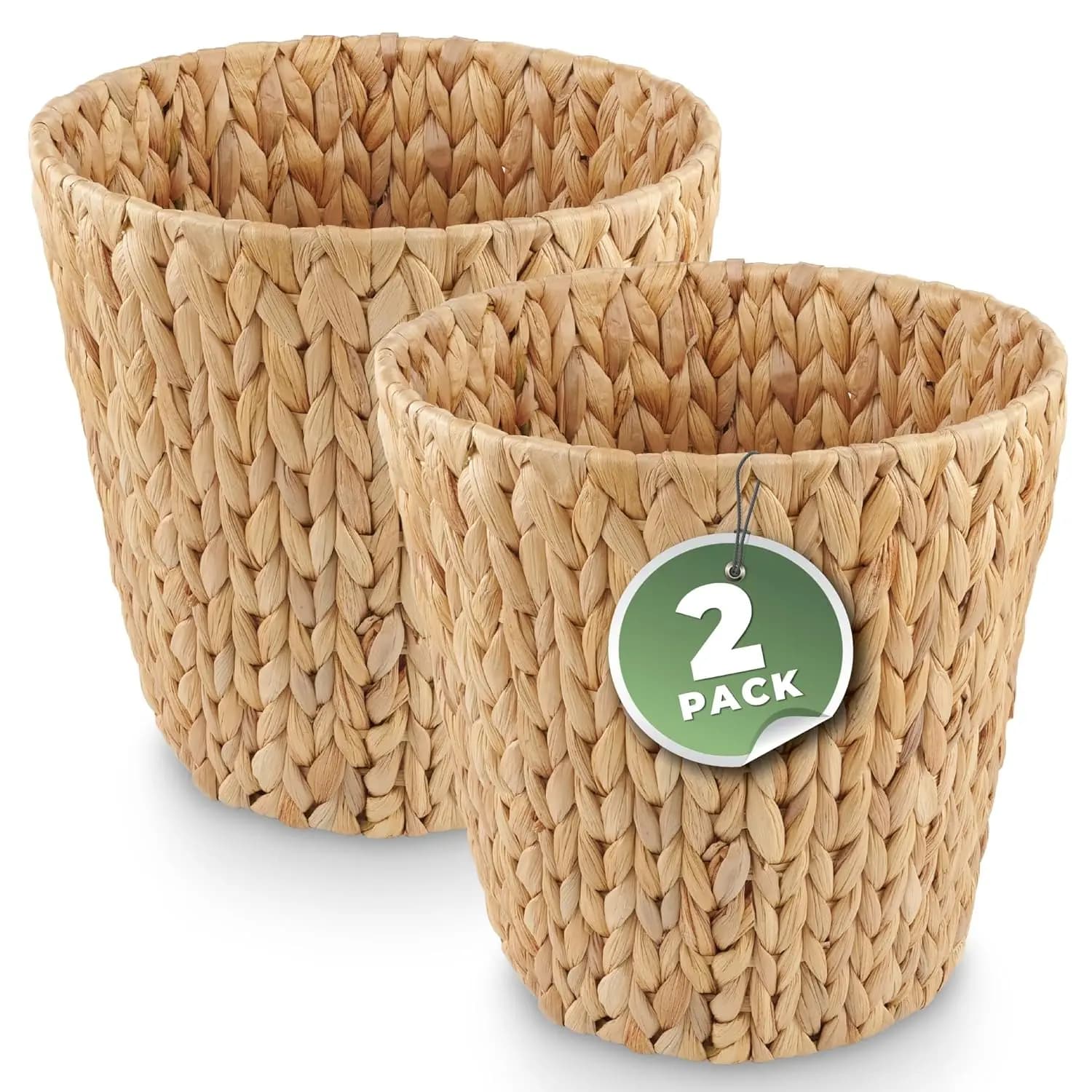 Set di 2 Cestini per Rifiuti in Vimini Naturale - Cestini in Rattan per Bagno, Camera da Letto, Ufficio