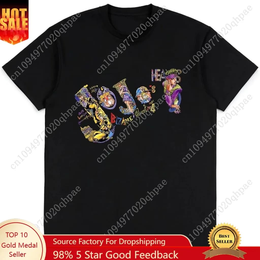 Le bizzarre avventure di JoJo Camicia Anime Fashion Trend t-shirt Unisex a maniche corte Top Fan per adolescenti Regali Maglietta nera