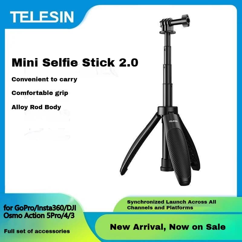 TELESIN Mini Selfie Stick a sgancio rapido treppiede universale portatile lunghezza regolabile per accessori GoPro/Insta360/DJI Osmo