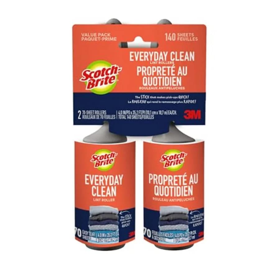 Rullo Levapelucchi Everyday Clean per Peli di Animali su Vestiti Scuri, Mobili e Superfici Polverose, Rimuove Peli e Lanugine in Casa, Auto, Ufficio, Confezione da 2