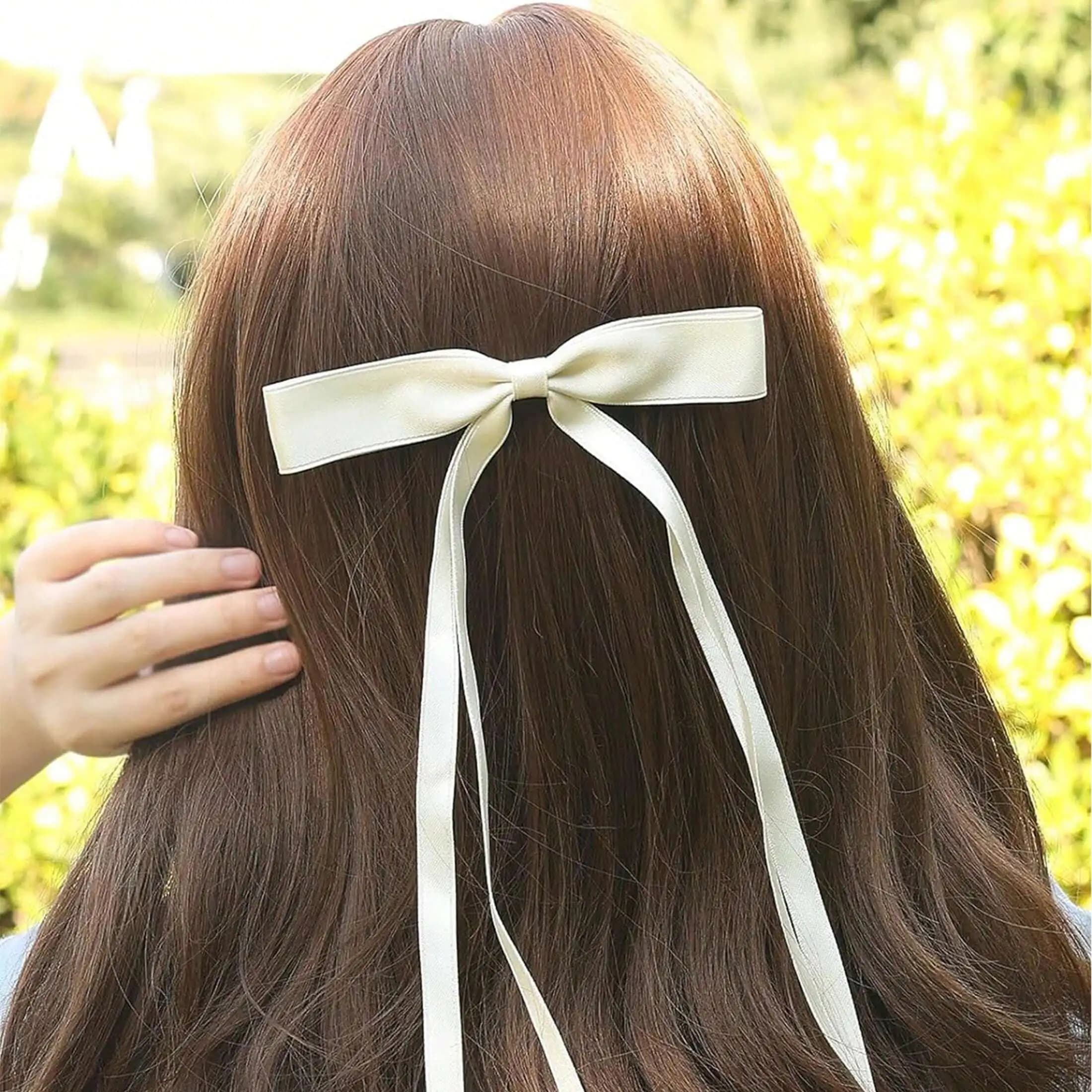 12 fermagli per capelli con fiocco a coda lunga per donna, accessori per capelli con nastro in raso, colori misti