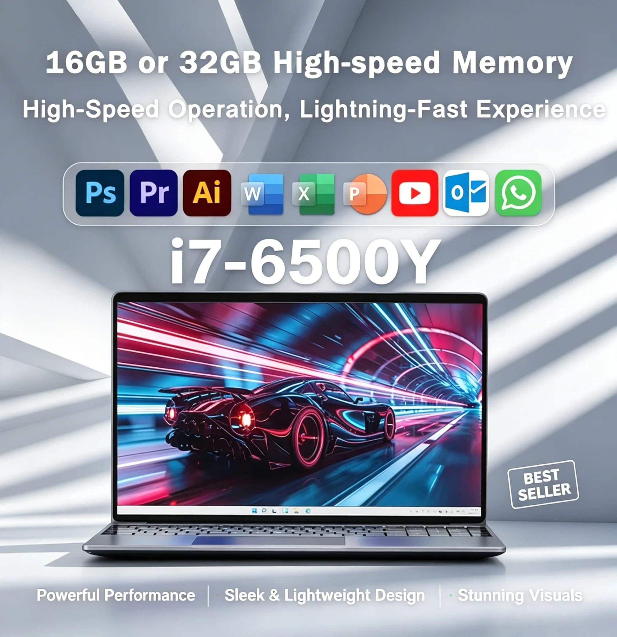 Laptop 15.6 Pollici Schermo Grande 32GB RAM 2TB SSD Intel 6500Y Office Windows 11 Notebook 5000mAh PC Gamer Retroilluminato con Impronta Digitale Pro