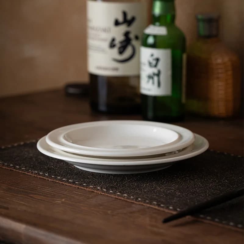 Simple White Ceramic Small Flat Platter, Practical Bone Plate for Nuts, Dried Fruits, Desserts and Appetizer Household Daily Use