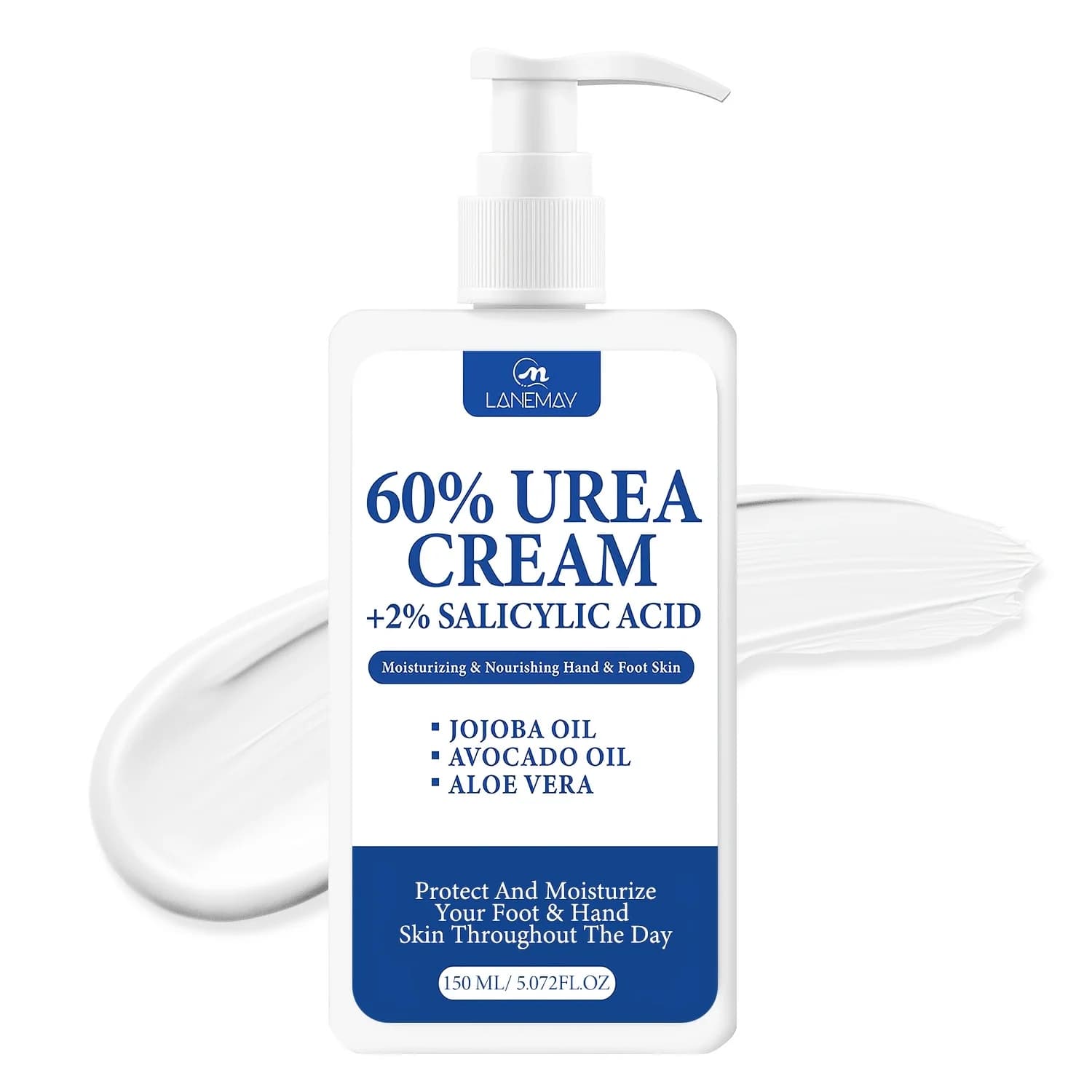 150ml 60% Urea Cream For Feet With Salicylic Acid, Shea Butter&Avocado Oil- Moisturizer For Dry Knees, Elbows, Hands And Heels