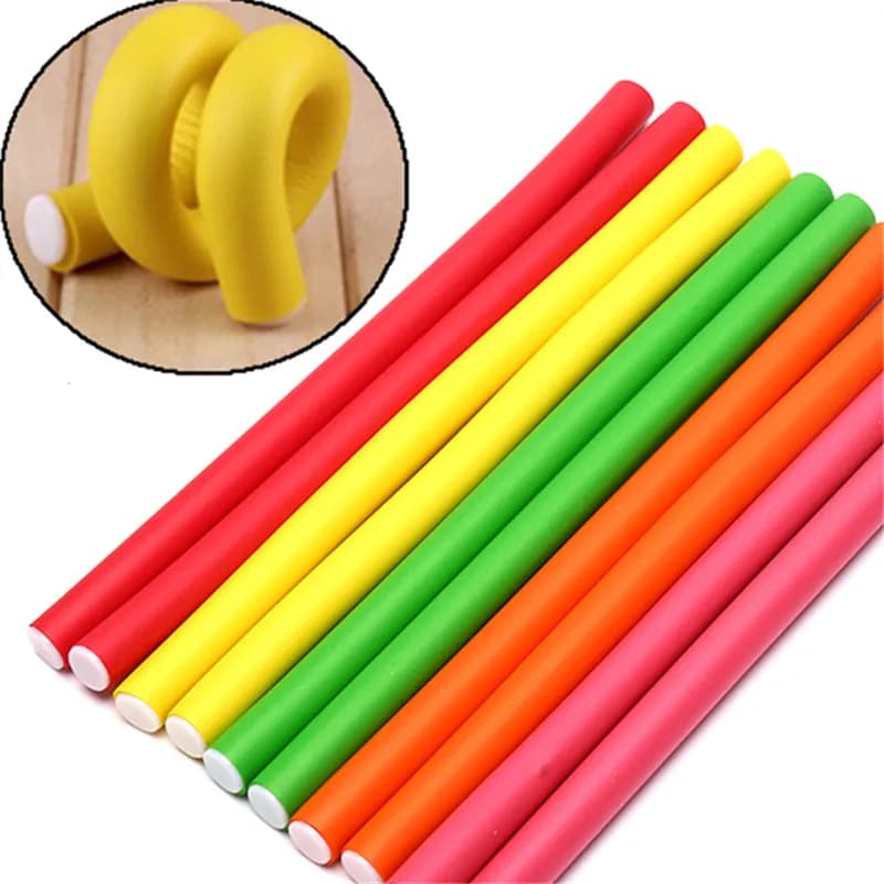 10 pcs Flexible Hair Curling Rod Hair Bigodini Makers Foam Soft Torsion Spindles Flexi Rollers Tools For Styling Accessories No Heat Roller